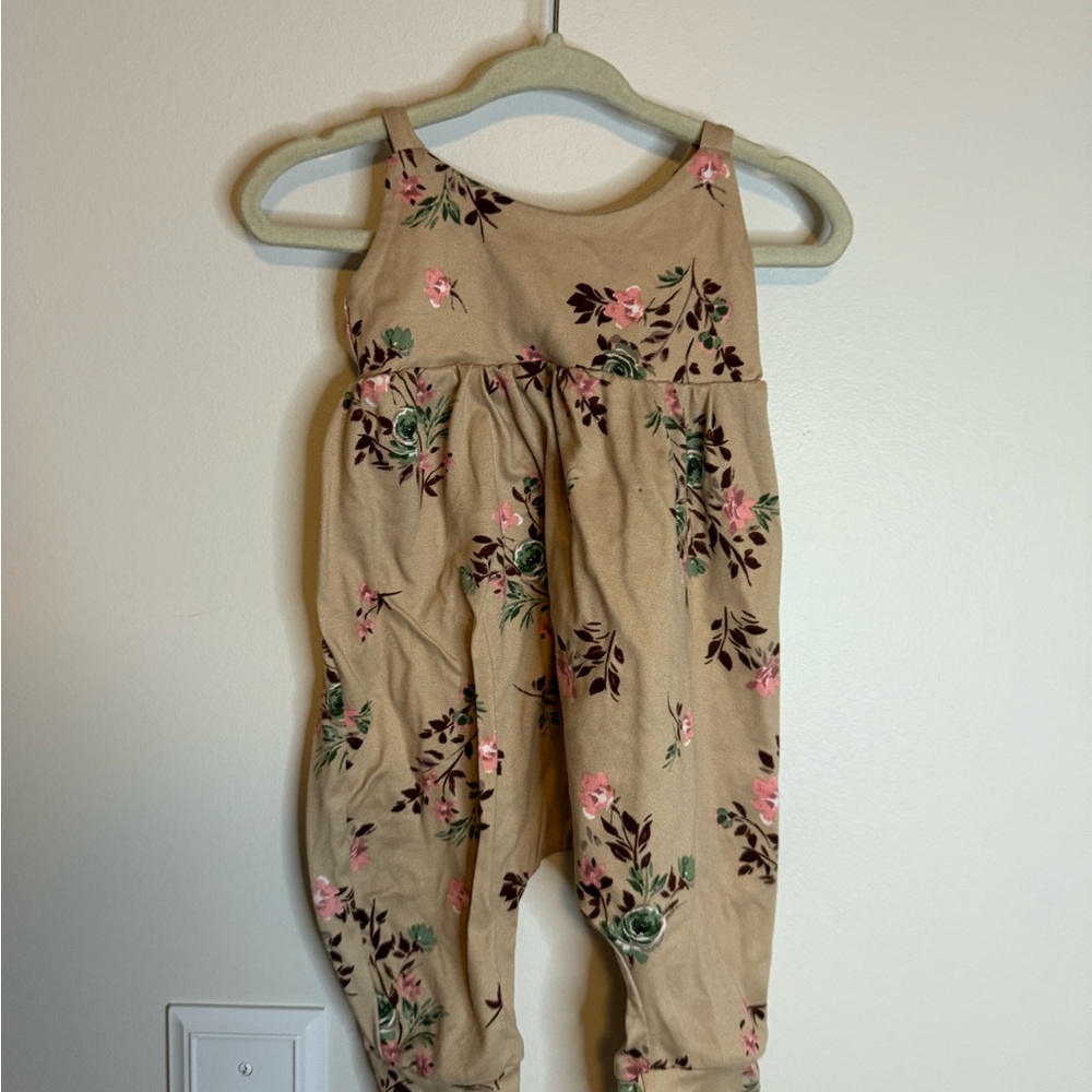 Floral Tan Baby One-Piece Romper